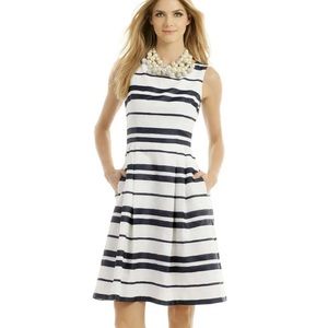 CARMEN MARC VALVO Point Of Sail Dress in Blue And White Stripe